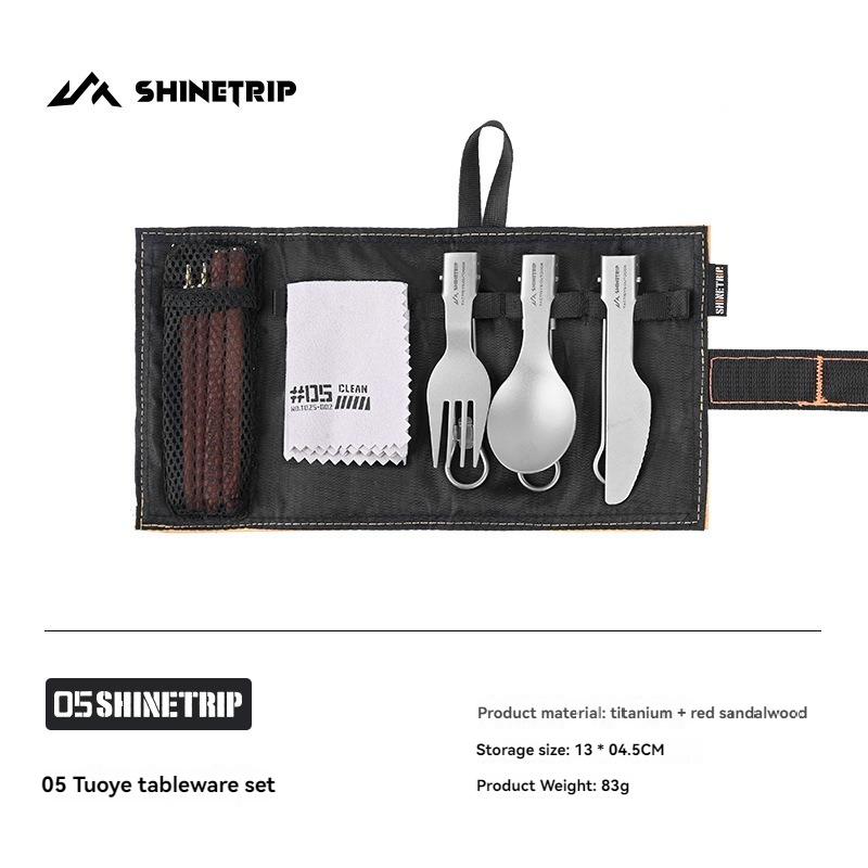 ShineTrip Outdoor Pure Titanium Camping Cutlery Set Lightweight And Portable Spoon, Fork, and Chopsticks