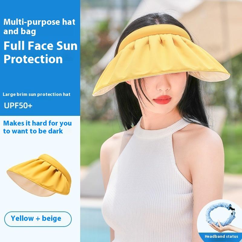 Sommer Sonnenhut für Damen mit Muscheln, UV-Schutzhut für Damen, Große Krempe