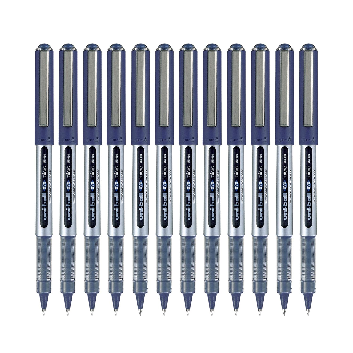 uni-ball Eye UB150 0.5mm Roller Ball Pen Blue Ink Pack of 12 Smooth Writing Office School Journaling