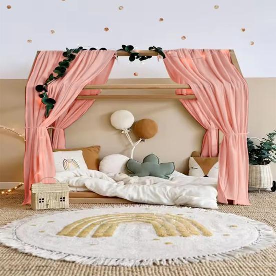 Bed Canopy for Girls Boys Bedroom Decor Cotton Bed Scarf Drape Decorative Soft Mosquito Net for Nursery Children's Room Decoration