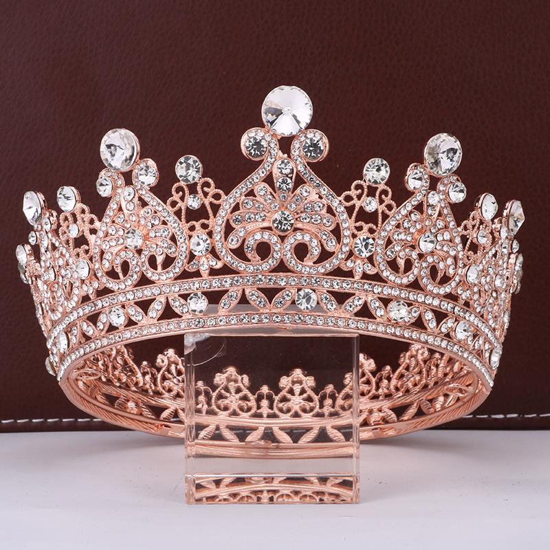 Baroque Bridal Crown Palace Feng Shui Diamond Round Crown Queen Beauty Pageant Catwalk Wedding Dress Tiara