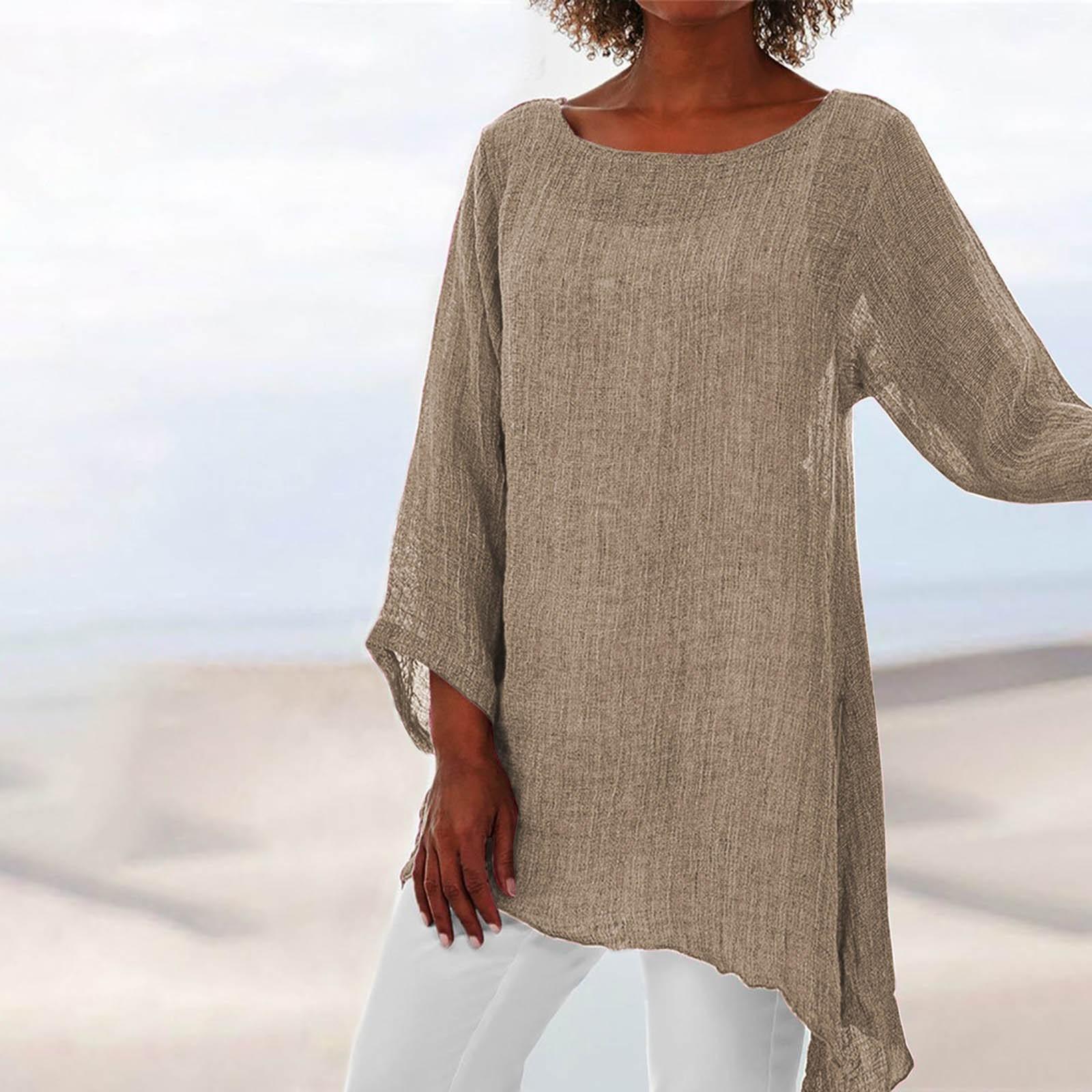 

Модный женский однотонный свободный и удобный топ с длинными рукавами нестандартной формы XXL хаки