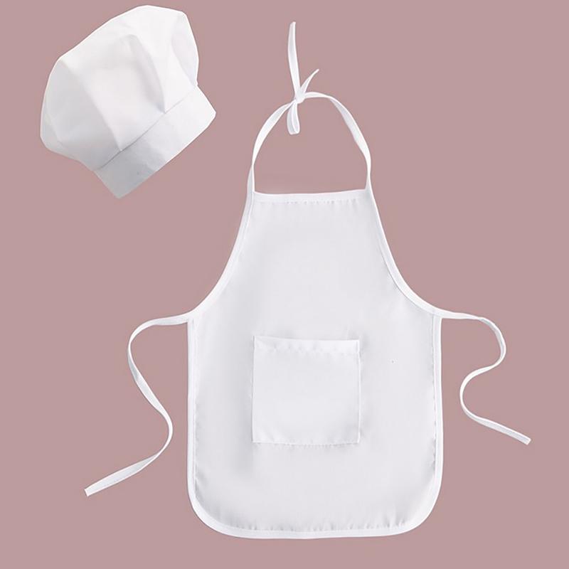 1Set Cute Baby Chef Apron&Hat For Kids Costumes Cotton Blended Chef Photos Prop