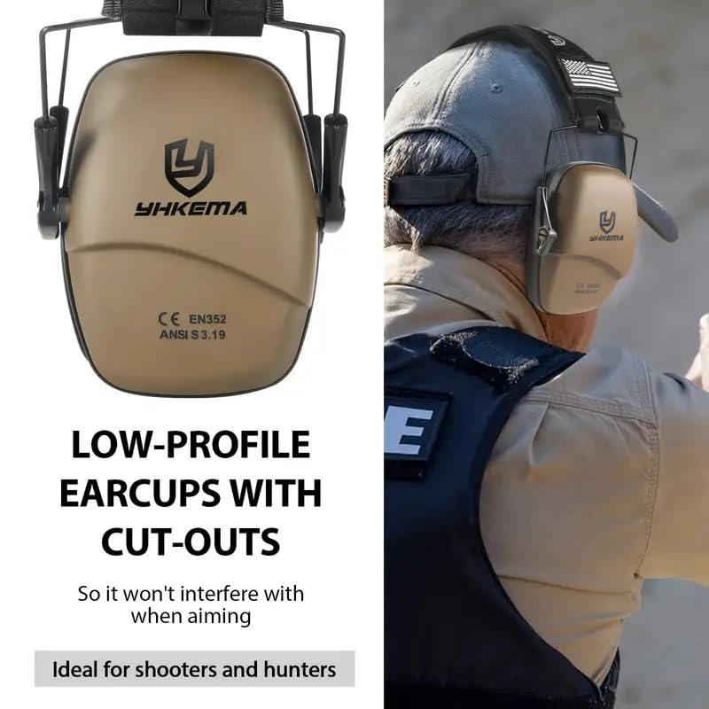 YHKEMA Passive Noise Cancelling Foldable Hearing Protection Earmuffs for and Harvesting NRR 25dB [THREE RABBITS] Earmuffs, On-the-Go Hunting, Work, -