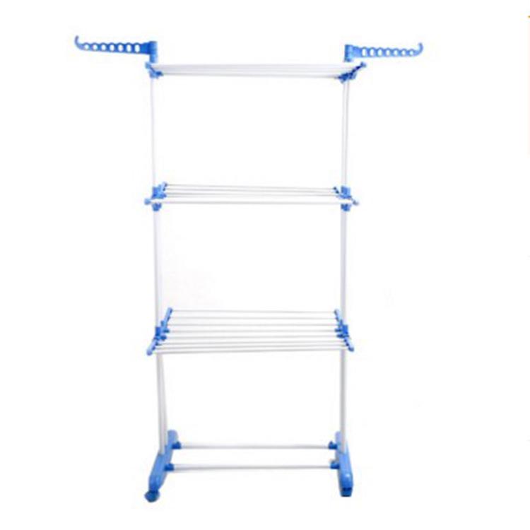 3-Tier Floor-Standing Folding Clothes & Towel Drying Rack with Multifunctional Storage