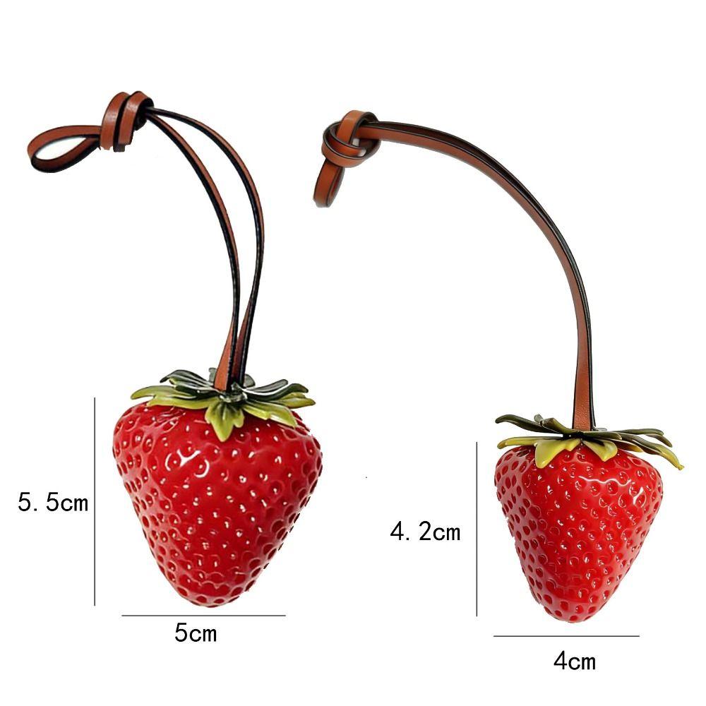Elegant Waterproof Strawberry Key Ring Resin Handmade Keychain 3D Design Bag Charm Bag Decoration