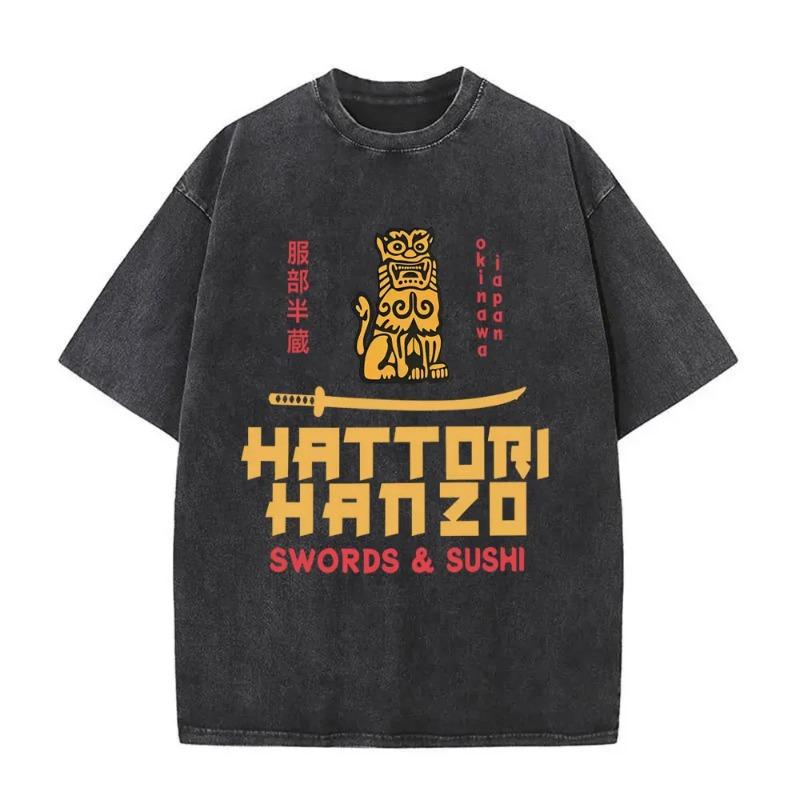 Washed Vintage T-shirt Kill Bill Movies Tshirt Women Fashion Oversized Streetwear Male Casual Cotton Short Sleeve T Shirts