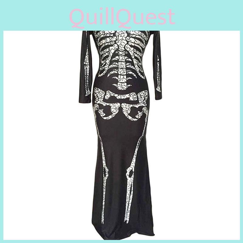 Versatile And Timeless Plus Halloween Midnight Horror Vampire Skeleton Costume Long Outfit