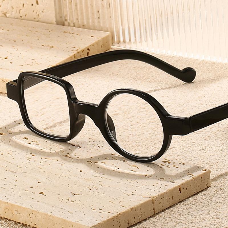 Vintage Asymmetric Anti Blue Light Prescription Reading Glasses Woman Eyeglasses with One Square and One Round Frame