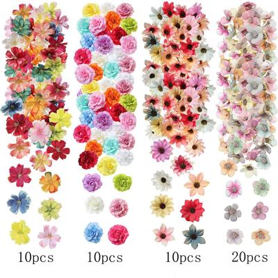 50Pcs Random Color Mixing Artificial Flowers Rose Fake Flowers Home Decor Wedding Decoration Cake Ornament Gift Craft Accessory