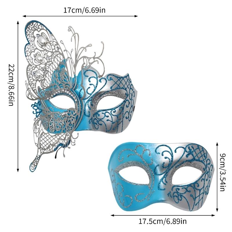 2Pcs Glittering Metal Butterfly Face Mask Fashionable Costume Accessory Halloween And Costume Face Covering For Adults