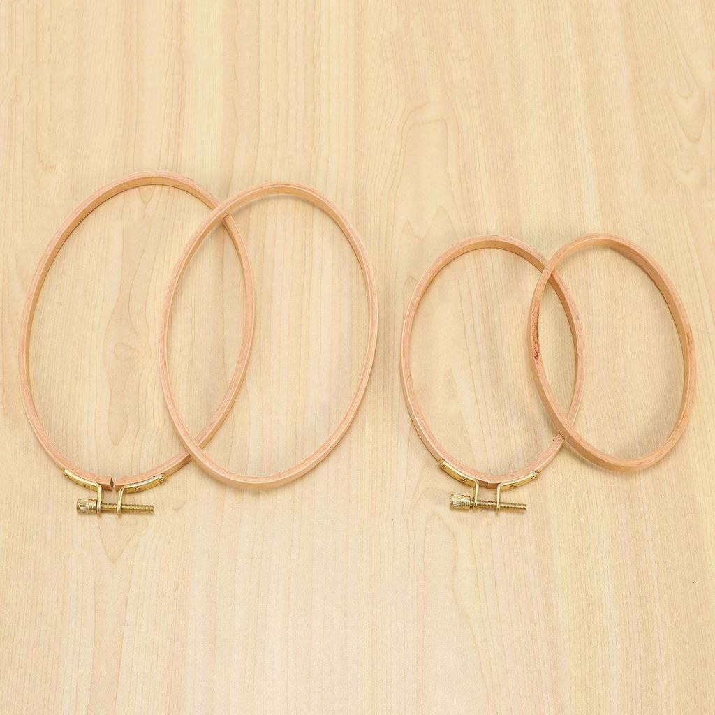Gut-4 Stück Ovaler Stickrahmen Enthalten 1 Stück 8,3 X 5,4 Zoll Und 1 Stück 6,3 X 4,1 Zoll Kreuzstich-Stickrahmen Ring