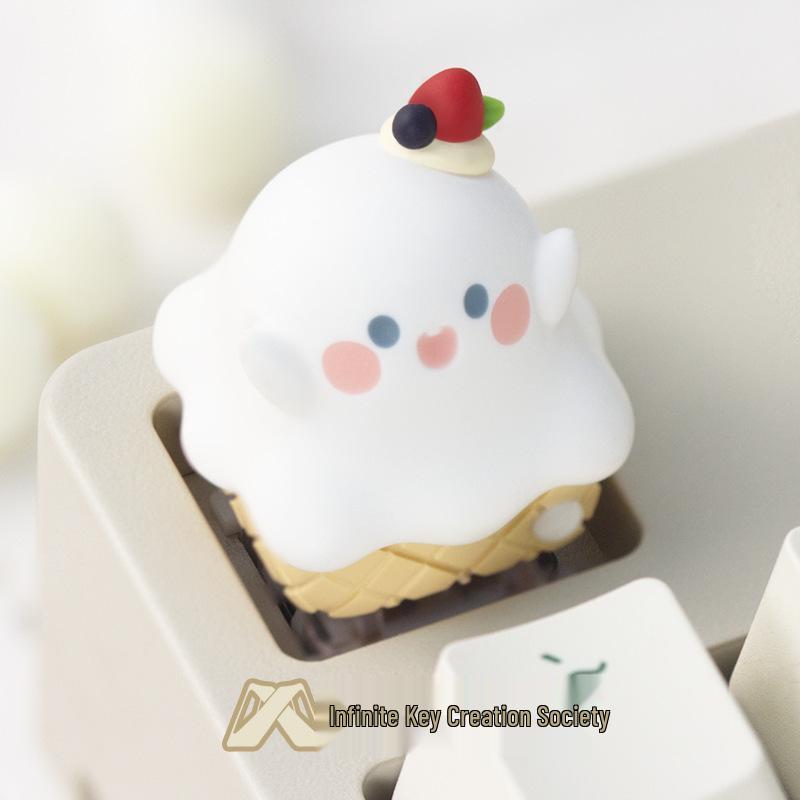 Ghost Ice Cream Cone Keycap: Cute and Creative Resin Keycap for Mechanical Keyboards - Custom ESC Gift