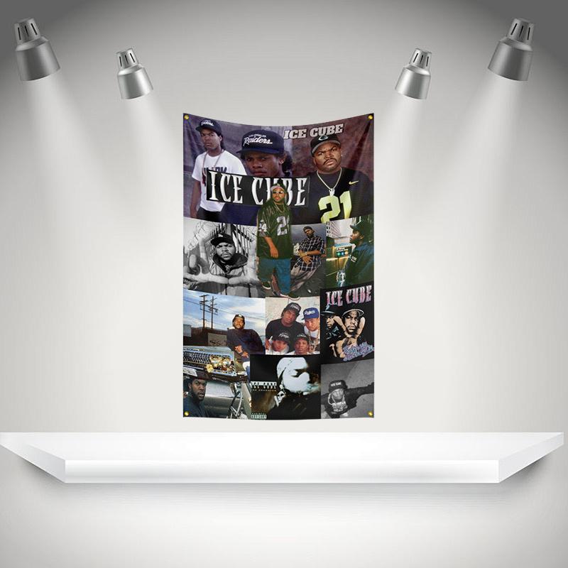 I-Ice Cubes Flag Rock Music Band Banner HD Printing Tapestry Exhibition, Music Band Fans, Garage Decor