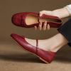 New Women's Casual Single Shoes Round Head Beef Tendon Leather Single Shoes Comfortable Soft Sole Light Mouth Solid Color Low Heel Large Size Wo