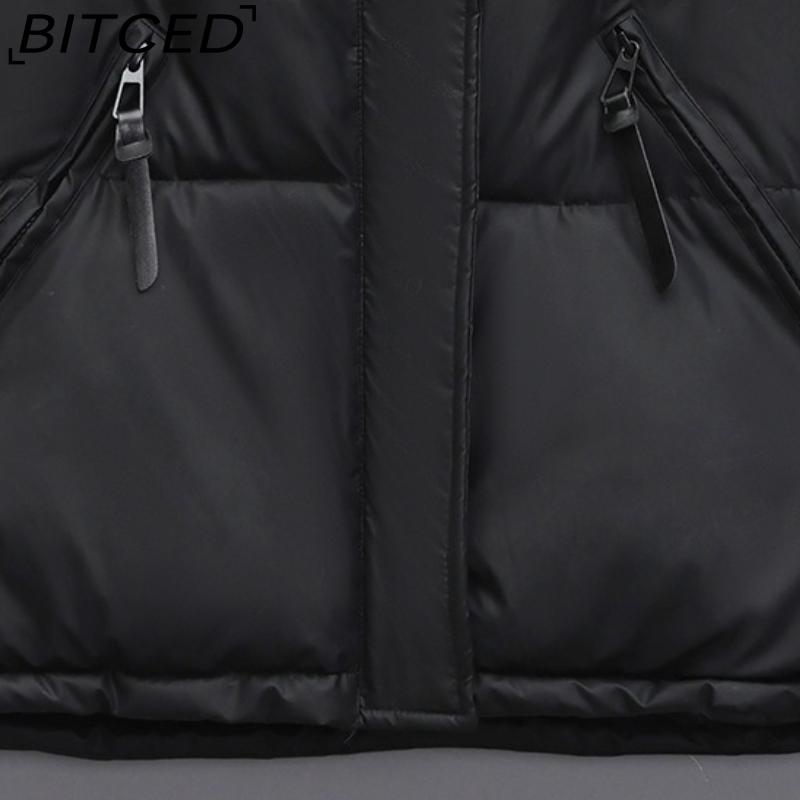 BITCED Women's Elegant Minimalist Style Army Green Stand-Collar Cotton Vest