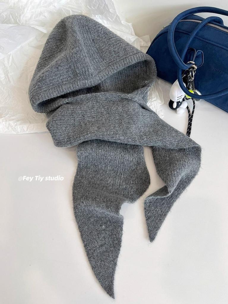 Korean Style Knit Hat & Scarf with Ear Protection - Women's Winter Balaclava