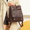 Vintage Rucksack mit Leopardenmuster Damen Schultertasche Studentenrucksack