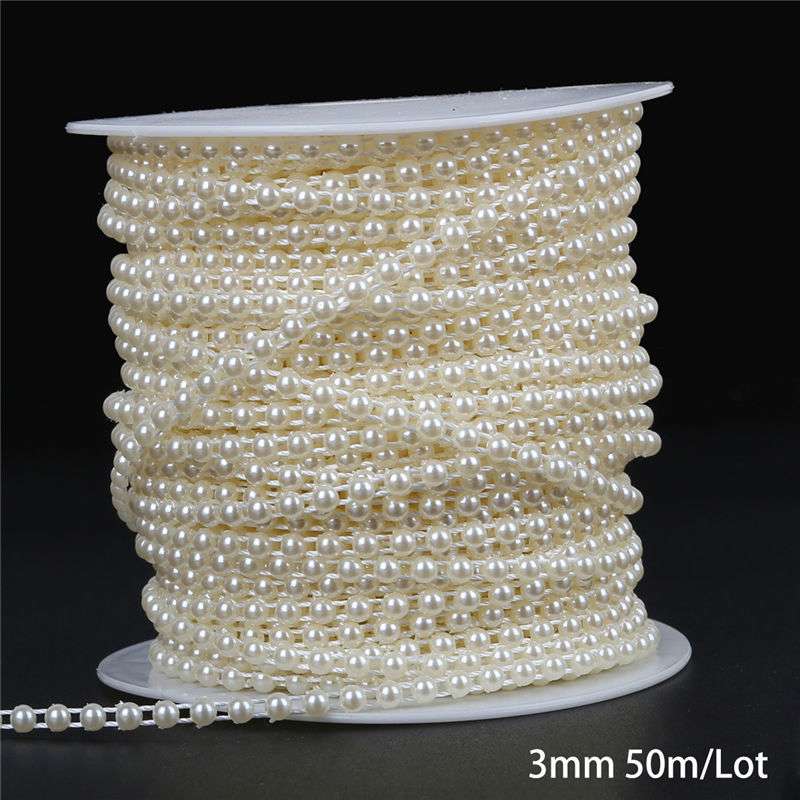 Multi-Size ABS Imitation Pearl Beads Chain Trim for DIY Wedding Dress Costume Applique Craft Accessories