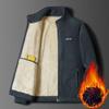 Giacca Invernale da Uomo Cappotto Autunnale Ispessito Peluche Caldo Collo Alto Cardigan Largo Manica Lunga Monocolore Chiusura Lampo Tasche Conservazione del Calore