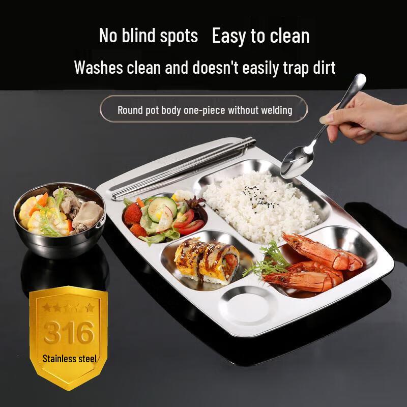 316 Stainless Steel Compartmented Canteen Plate