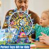 Non-Toxic City Friends Rotating Ferris Wheel Building Blocks Moc Pink Blue Electric Bricks With Light Toys For Children Christmas Diy Gift