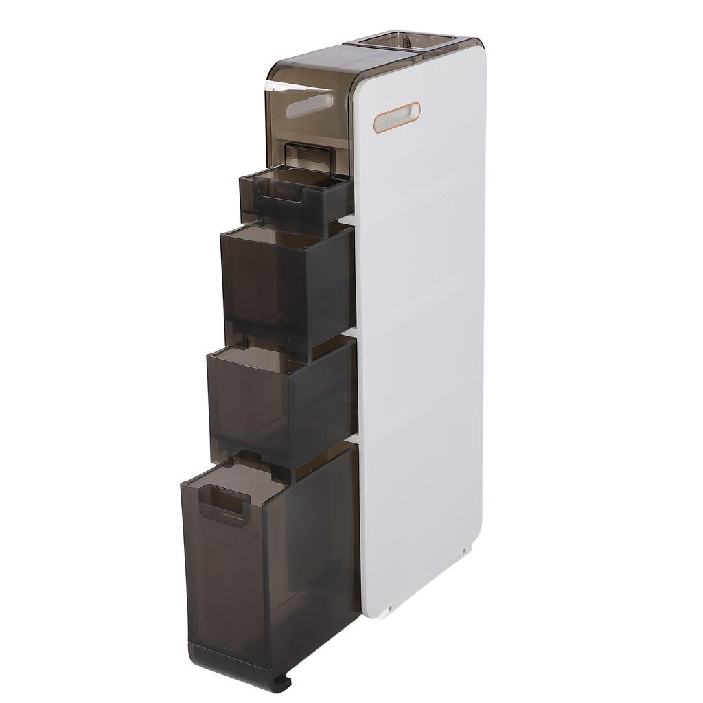 Narrow Slim Cabinet with Rolling Wheels Storage Floor Cabinet Side Organizer for Home Bathroom