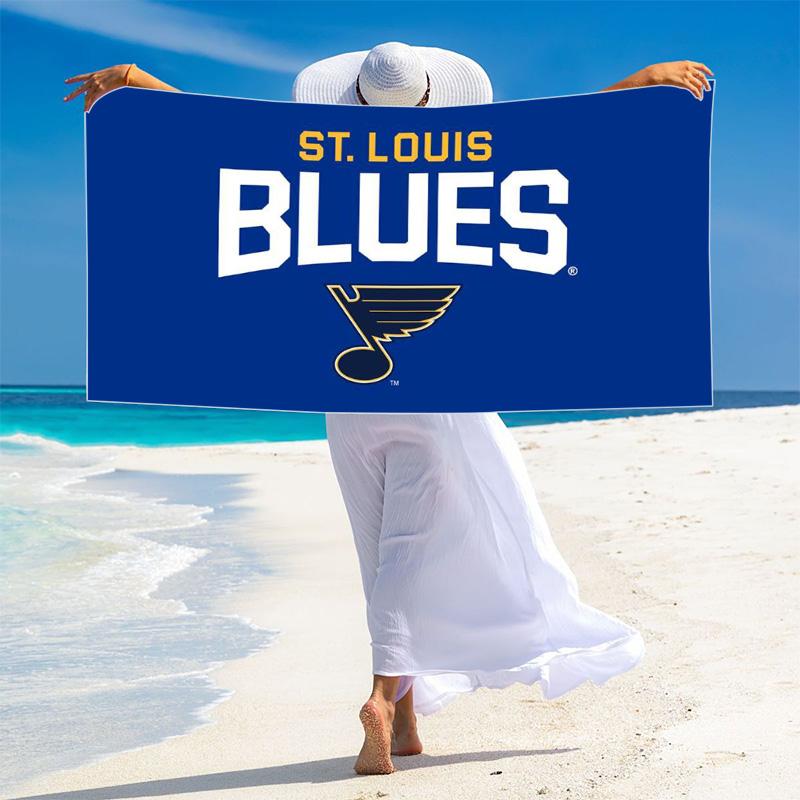 St. Louis Blues Aufdruck Strandtuch, Großes Weiches Schnelltrocknendes Handtuch für Strand Camping Schwimmen