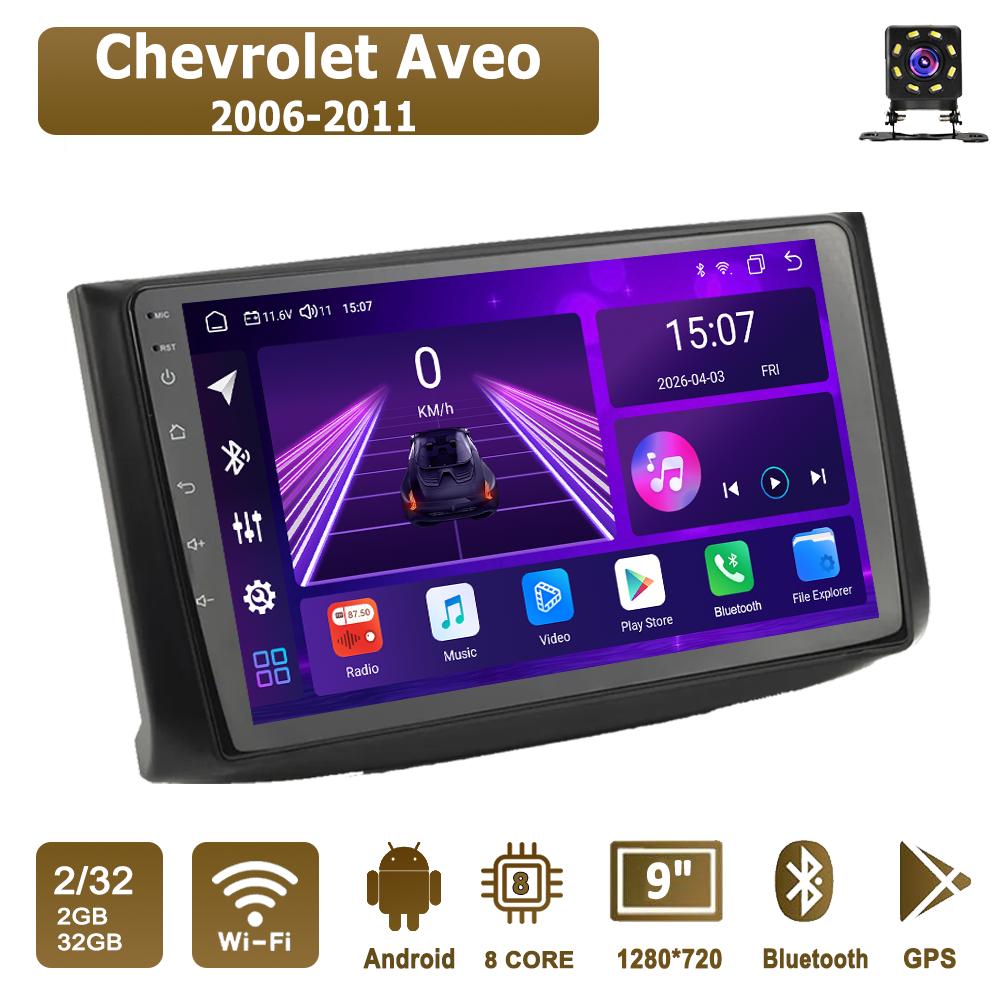 

Android Car-Play Car Radio For Chevrolet Aveo 2006-2011 Multimedia Player Head Unit Stereo GPS Navigation BT WIFI,8 CORE ,2+32GB чёрный