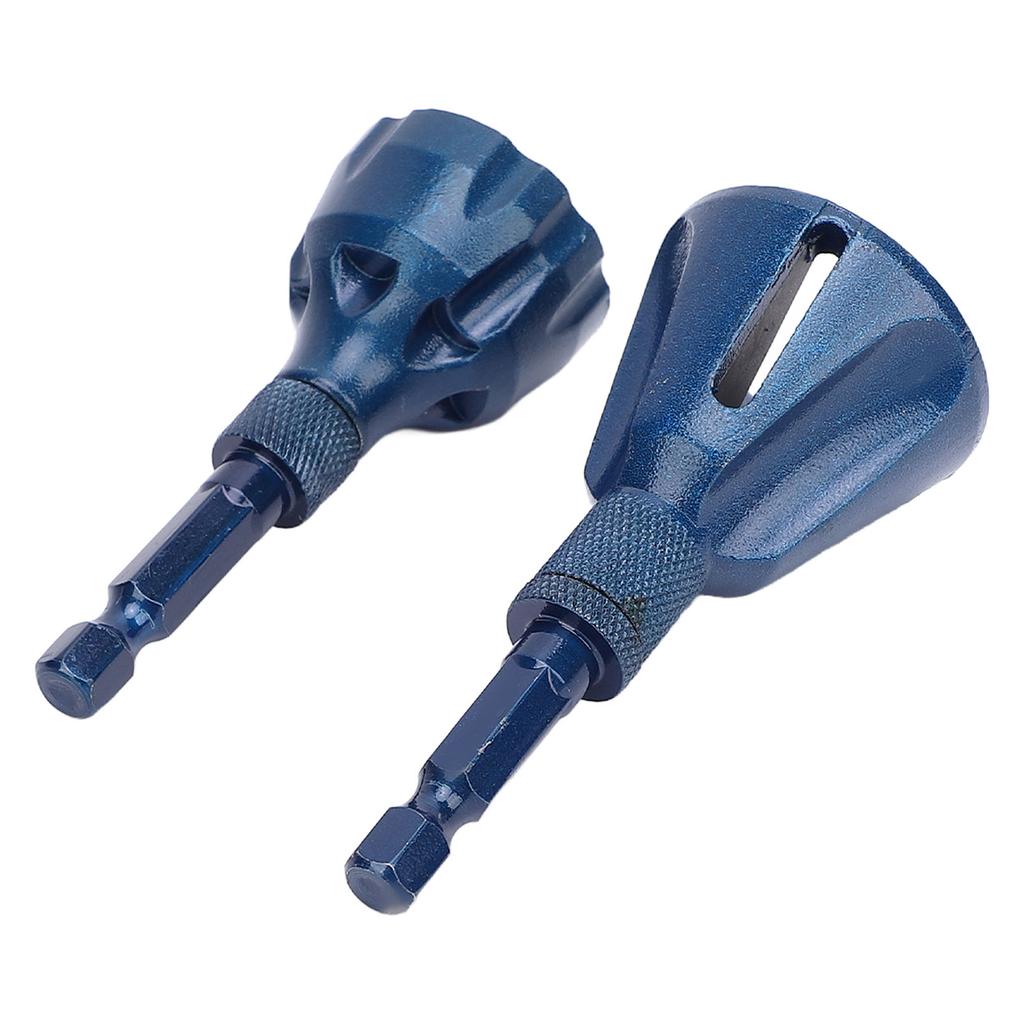 2PCS Hex Shank Chamfer Tool Thread Burr Remover Plating Blue Tungsten Steel Deburring Drill Bit