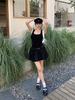 2026 Spring/Summer Women's High Waist Fluffy Short Skirt Patchwork Knit Vest Dress