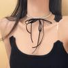 Stylish Double layer Bowknot Necklace Modern Butterfly Knot Necklace with Fringe Simple Pearls Beaded Neckchains Charm