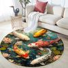 Koi Fish Round Area Rug,Carpet Rug for Living Room Bedroom Sofa Playroom Decor,Non-slip Floor Mat