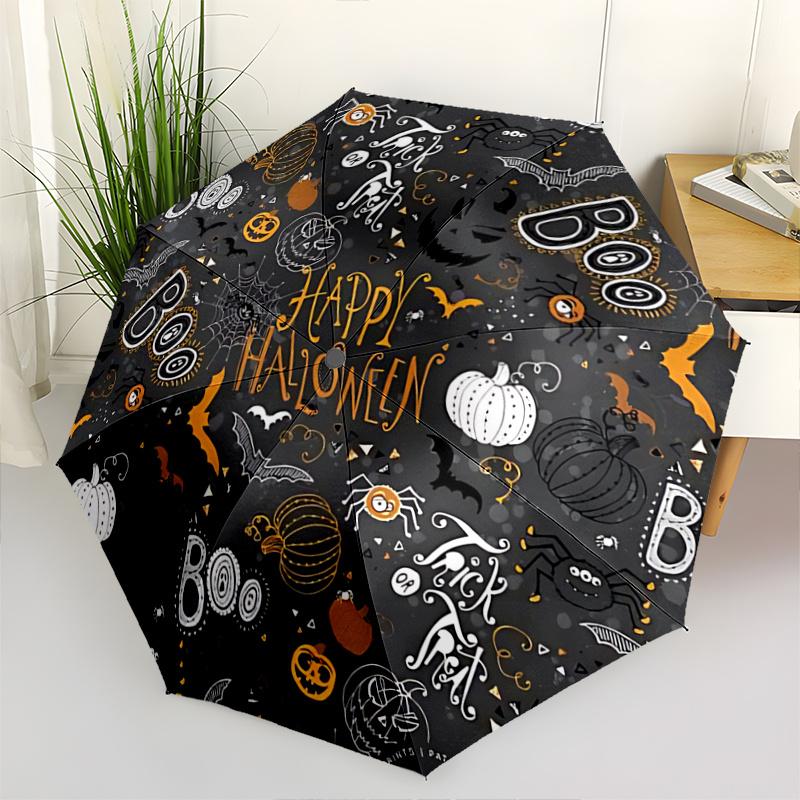 1pc Happy Halloween Automatic 3 Fold Umbrella Design, Cute Cartoon Pattern, Portable Outdoor Umbrella, Perfect, Holiday Gift .Z055
