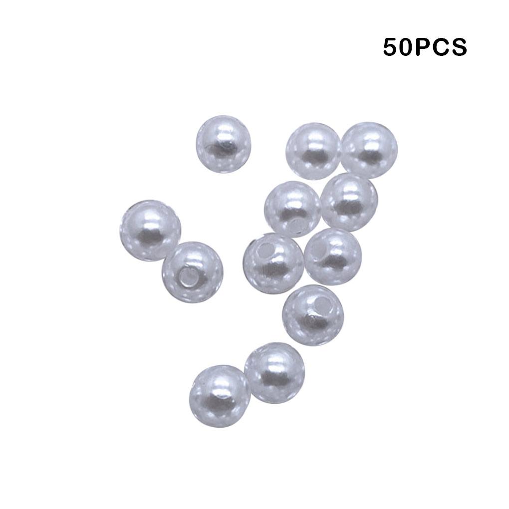 50Pcs Artificial Pearl Round Durable Imitation Pearls Loose White Beads Necklace Garment Costume Materials DIY