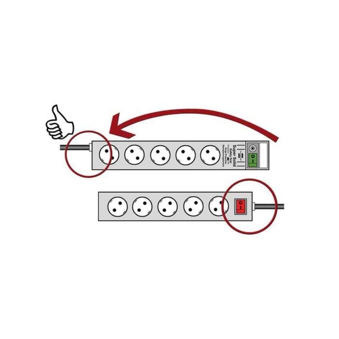 Rallonge multiprise - brennenstuhl - super-solid - 5 prises - argent - 2,5 m