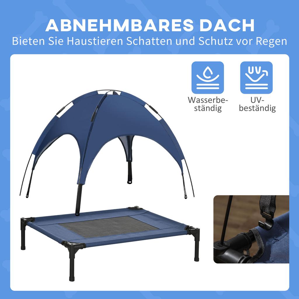 Pet Bed with Canopy, Dog Bed, Foldable, Weather-Resistant, Blue