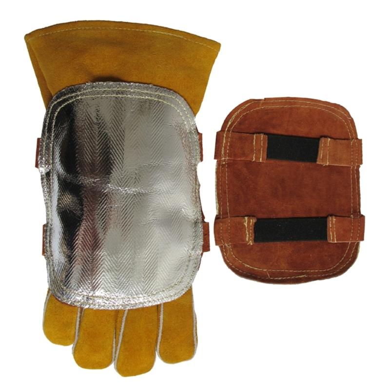 Insulated Welding Hands Shield Aluminum Coated Back and Leather Palms for Heat Reflection Protections During Welding