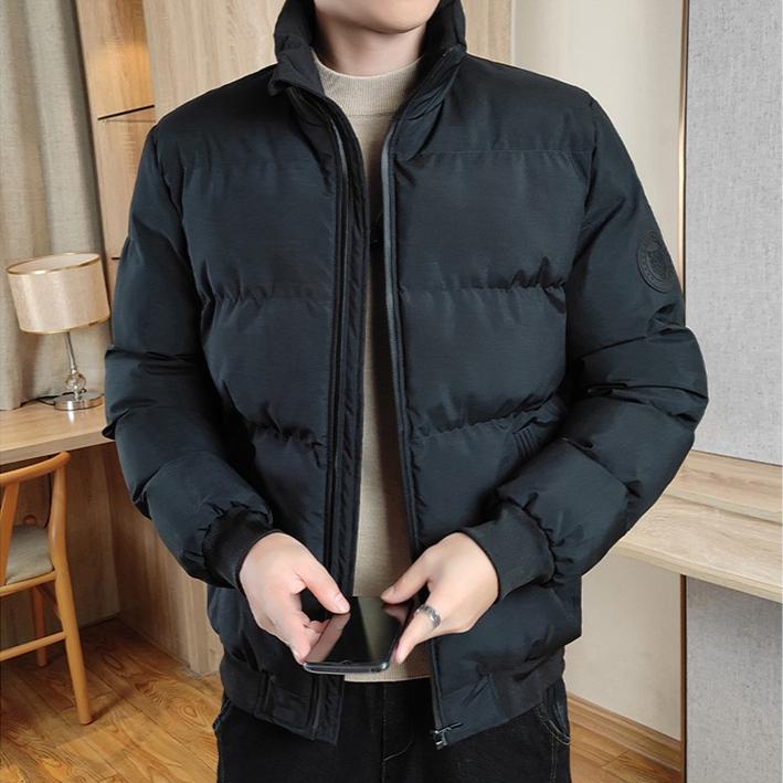 Men's Down Jacket Thickened and Warm Cotton Jacket for Autumn and Winter Pure Color Loose Down Jacket
