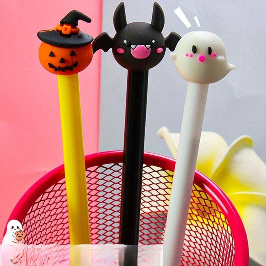 12/ 30 PCS Halloween-Themed Gel Pens 0.5mm Black Various Designs Ghosts Pumpkins Student Essential School Use,Party Gifts,Graduation Back To School