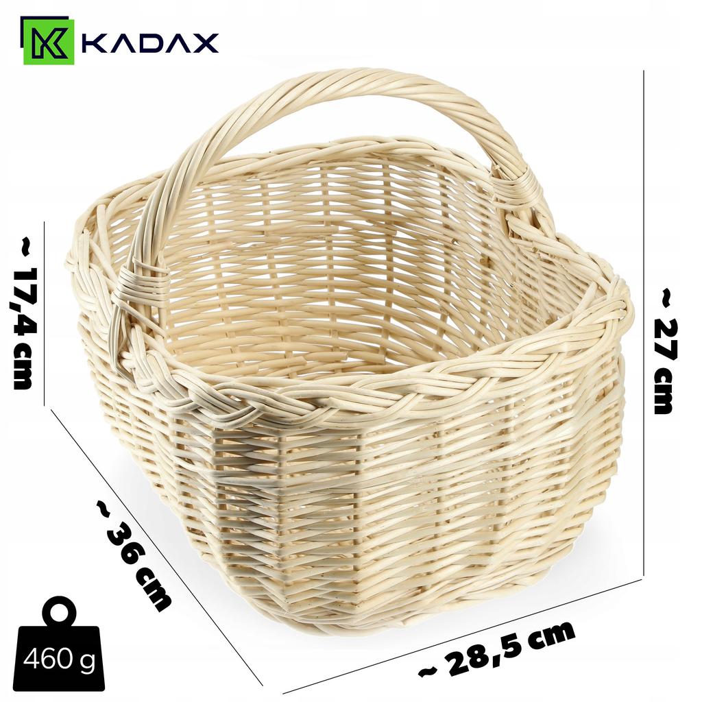KADAX Kosz Wiklinowy Koszyk Na Grzyby Zakupy Piknik Owoce Z Wikliny Biały Duży