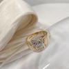 New Trend Glossy Rose Flower Earrings Ring Sets For Women  Gold With  Color Ethnic Vintage Wedding Jewelry Sets