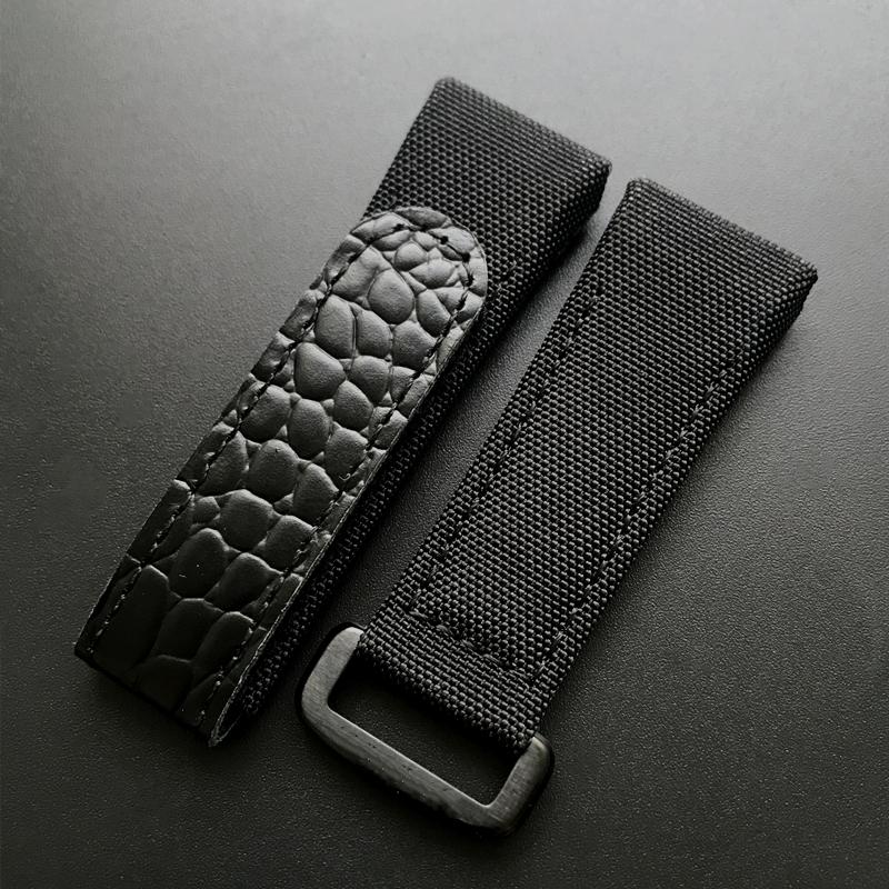 

25 мм черный, синий, серый, красный нейлоновый холст с крокодиловой кожей ремешок для часов для Richard Mille RM50 RM53 ремешок для часов браслет 25mm чёрный