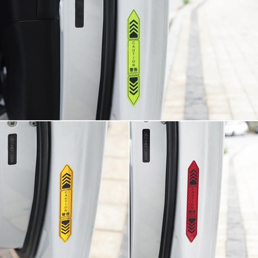 4PCS Reflective Car Door Stickers - Safety Opening Warning Reflector Tape Decal, Auto Exterior/Interior Safety Accessories