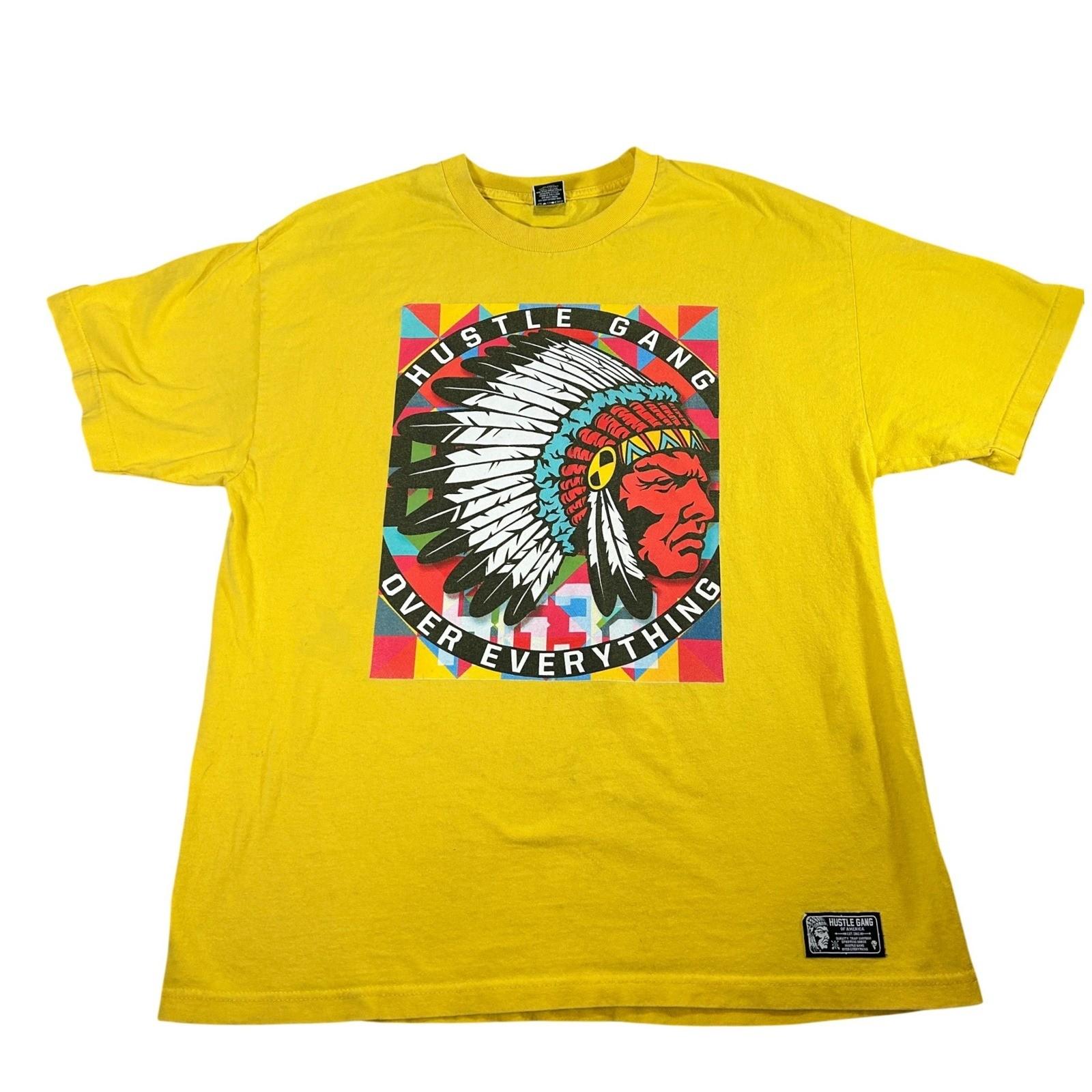Hustle Gang Over Everything Mens XL Yellow Graphic Streetwear Trap T.I. Unisex T-Shirt S