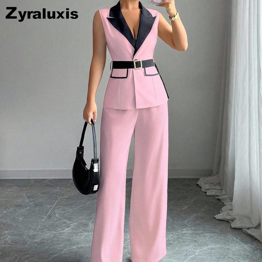 Autumn Chic Elegant Camisole High-Rise Straight Leg Pants Women's Set Women's Suit Vest Set