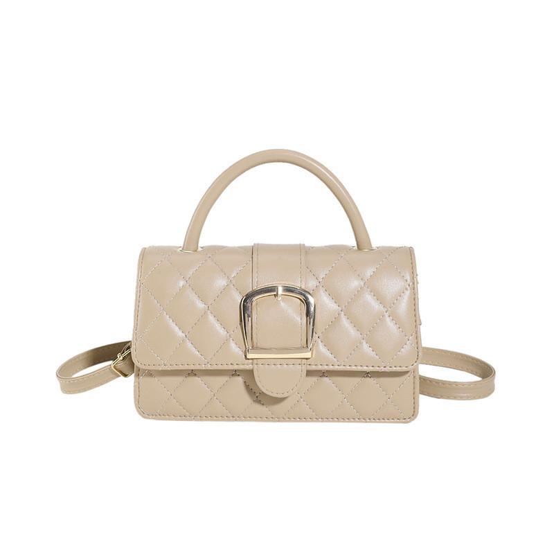

Fashionable Retro Handheld Pu Small Bag For Women With Stylish Stitching And Quilted Design Khaki