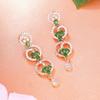 Charming Estele Women's Earrings with Rose Gold Plated, CZ and Green Stones