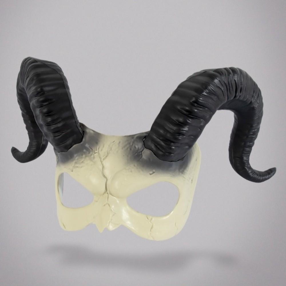 Plastic Halloween Mask Half Face Demon Mask Creative Sheep Horn Mask Dress Up Party