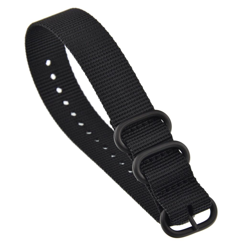 21mm Schwarzes Dickes Nylon Typ Uhrenarmband Ersatzband mit Mattierter Schnalle